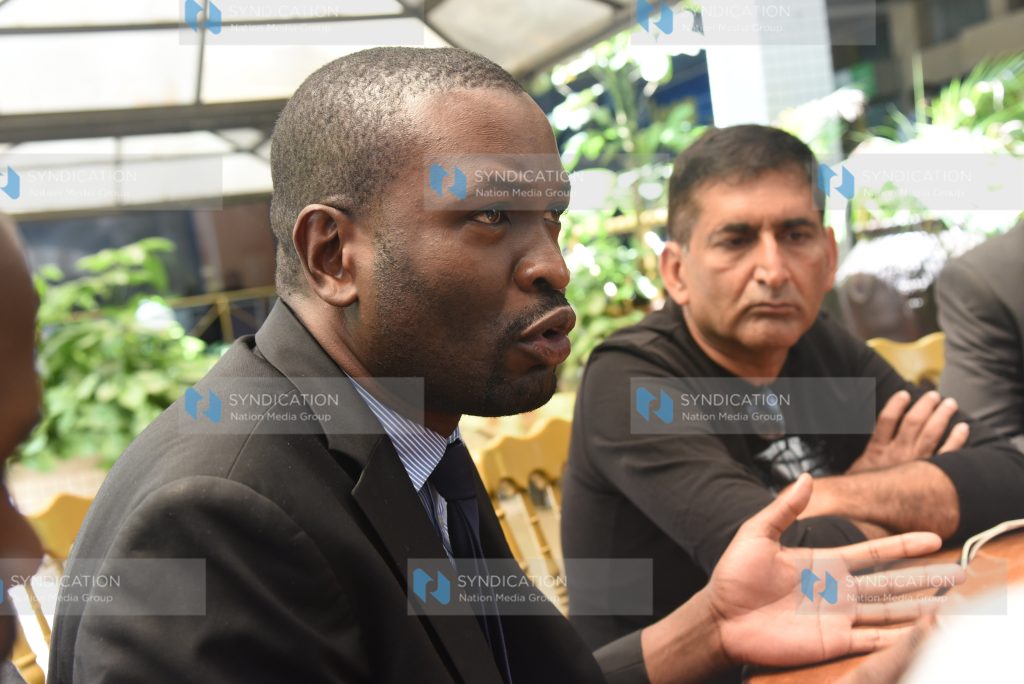 ODM Secretary General Edwin Sifuna (left) with Embakasi South Parliamentary Aspirant on ODM ticket Irshad Sumra