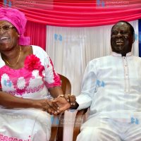 ormer Prime Minister Raila Odinga shares a light moment with Taveta MP Naomi Shaban