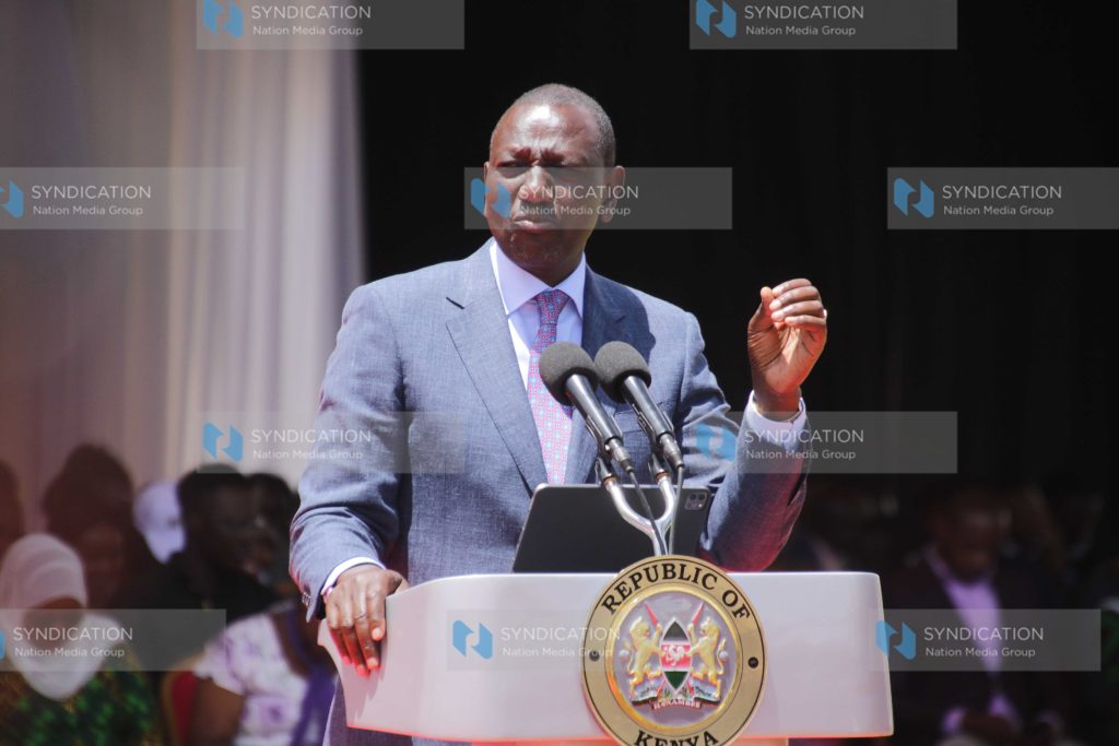 President William Ruto delivers his speech during the International Women's Day