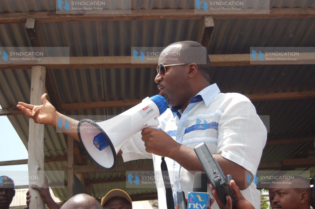 Kisauni MP Ali Hassan Joho addresses the squatters
