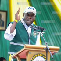 Nairobi Governor Johnson Arthur Sakaja speaking at Uhuru Park