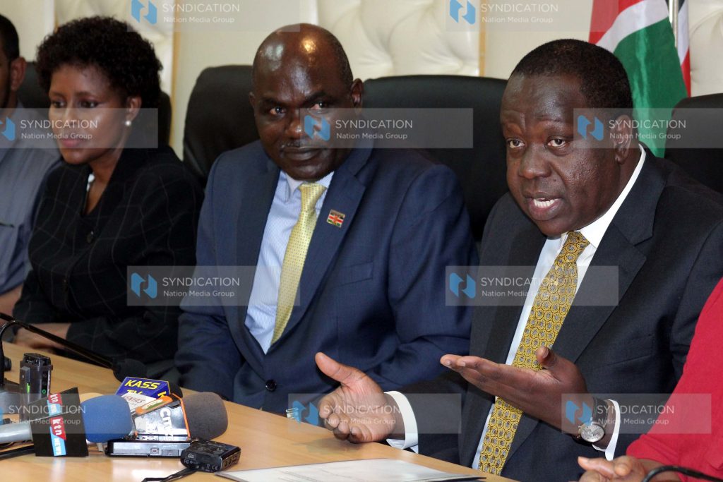 Education Cabinet secretary Dr. Fred Matiang’i, IEBC Chairman Wafula Chebukati