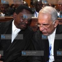 Lawyer James Orengo and Pheroze Nowrojee at the Supreme Court