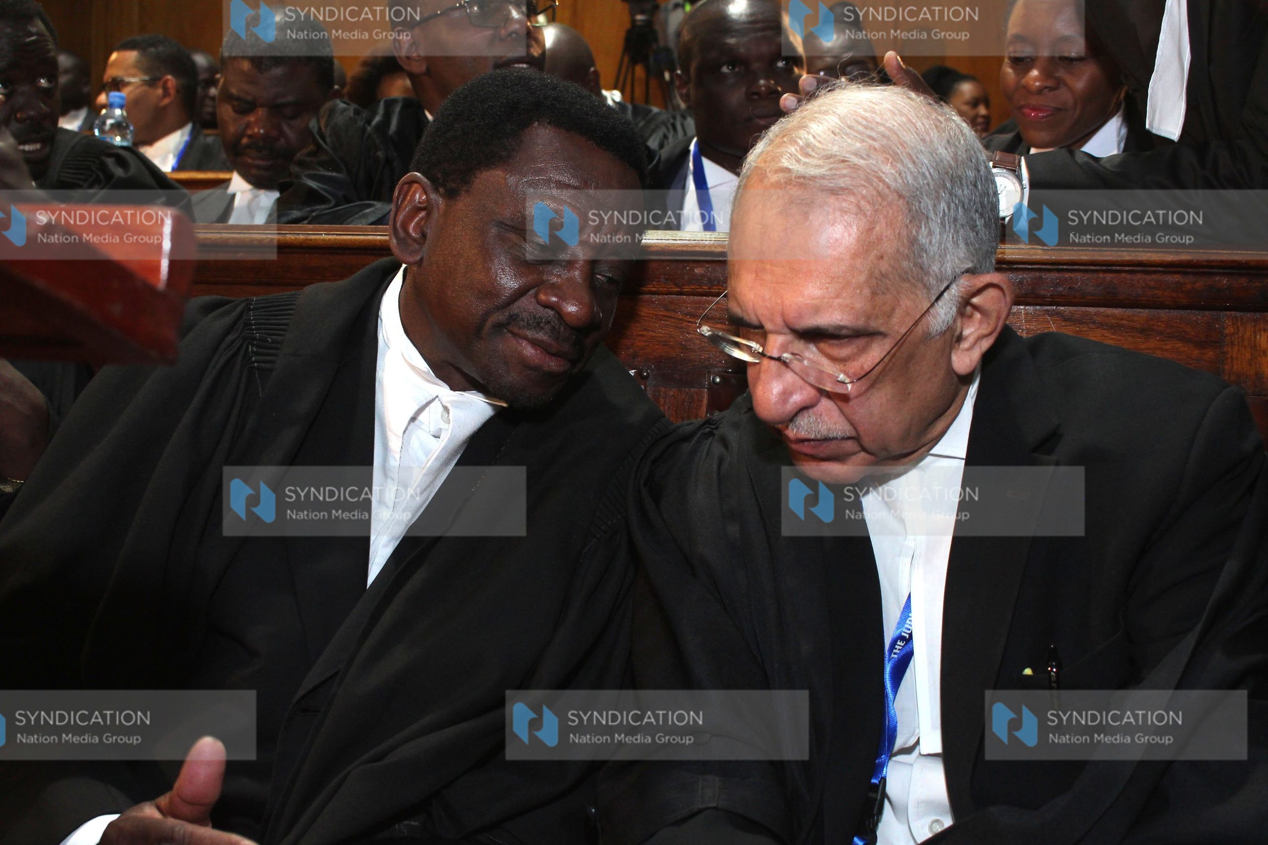 Lawyer James Orengo and Pheroze Nowrojee at the Supreme Court