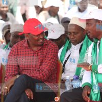 Devolution Cabinet Secretary Mwangi Kiunjuri (left) and Frontier Alliance Party leader Ukur Yattani