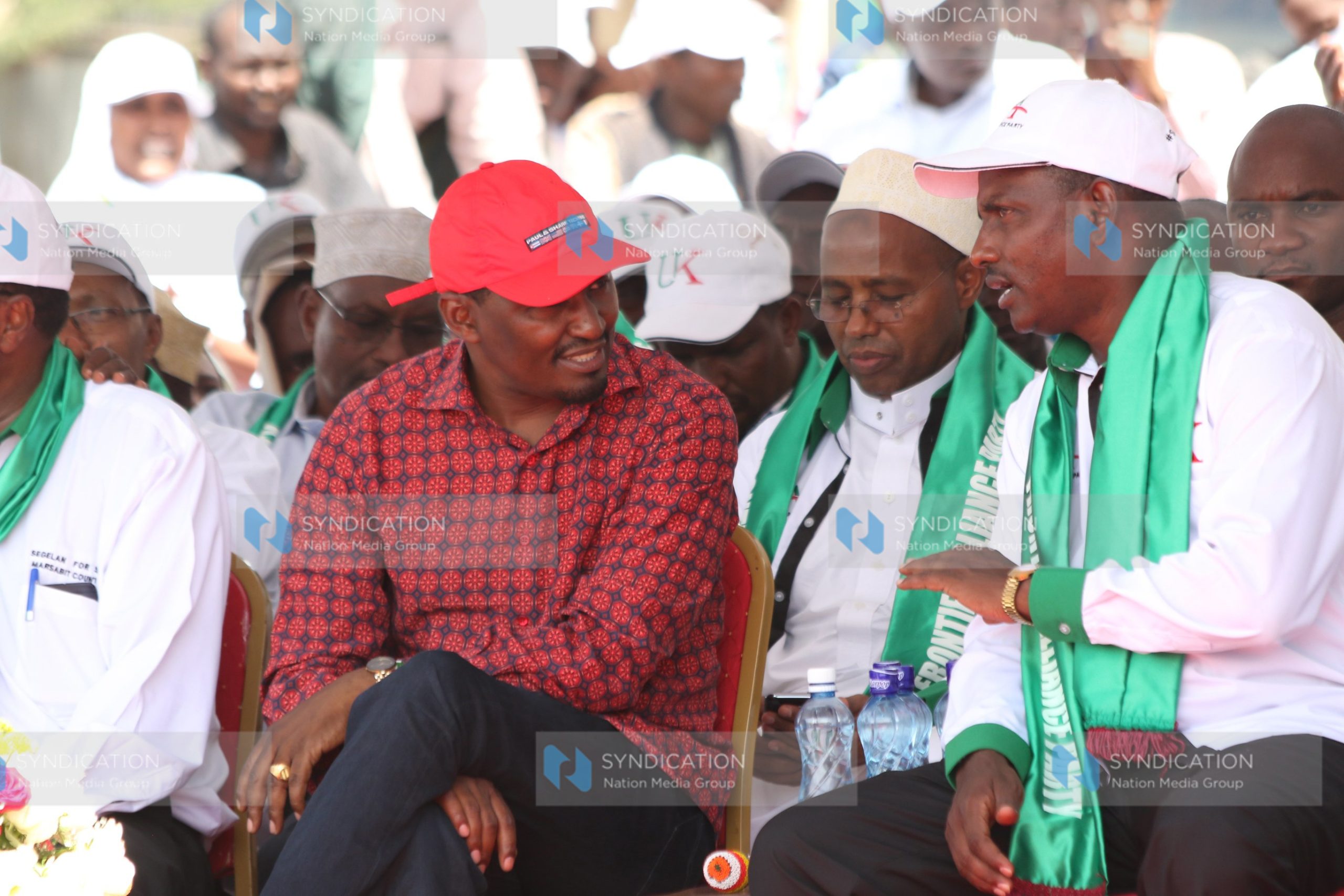 Devolution Cabinet Secretary Mwangi Kiunjuri (left) and Frontier Alliance Party leader Ukur Yattani