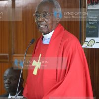 Rev. Timothy Njoya making a presentation at Milimani Law Court