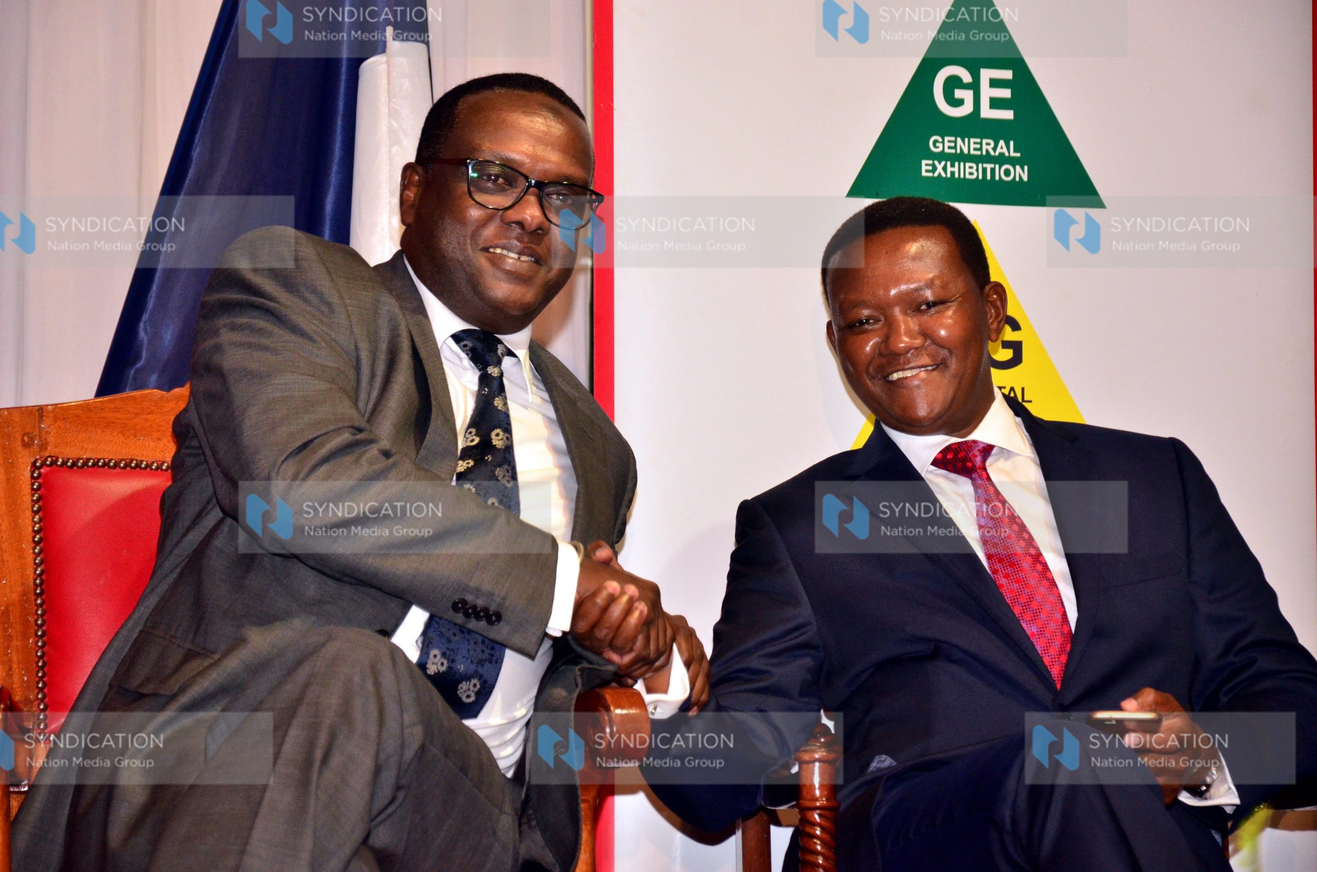 CS Ministry of Sports, Culture and the Arts Dr. Hassan Wario congratulate Machakos Governor Alfred Mutua