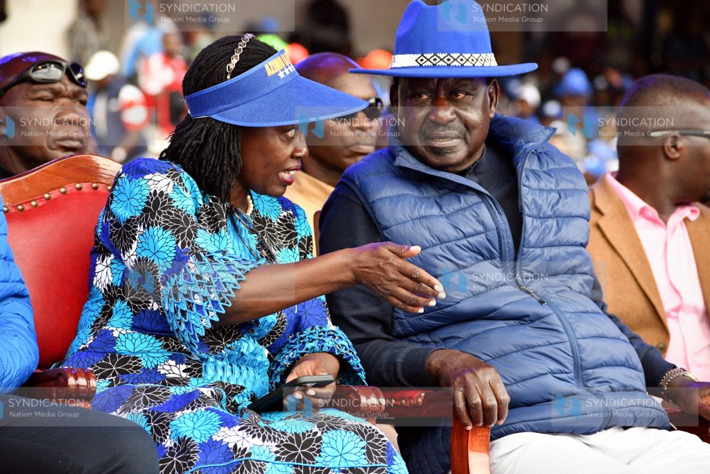 Azimio la Umoja Presidential Candidate Raila Odinga with his Deputy Presidential Candidate Martha Karua