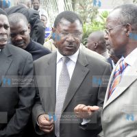 Ford Kenya party chairman Musikari Kombo, Moses Wetang’ula, and Eugene Wamalwa