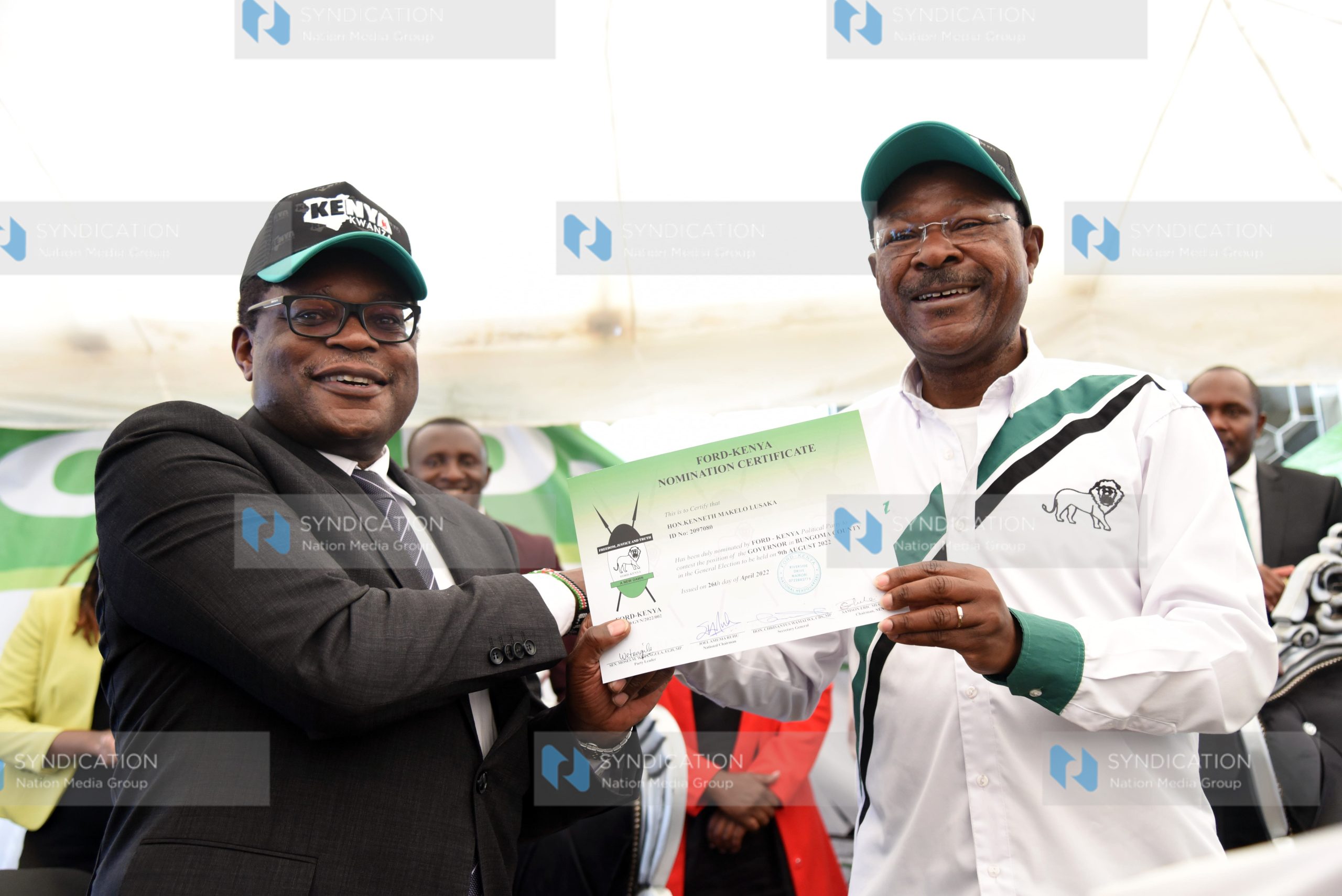 Bungoma County gubernatorial candidate Ken Lusaka, Ford Kenya party leader Moses Wetangula