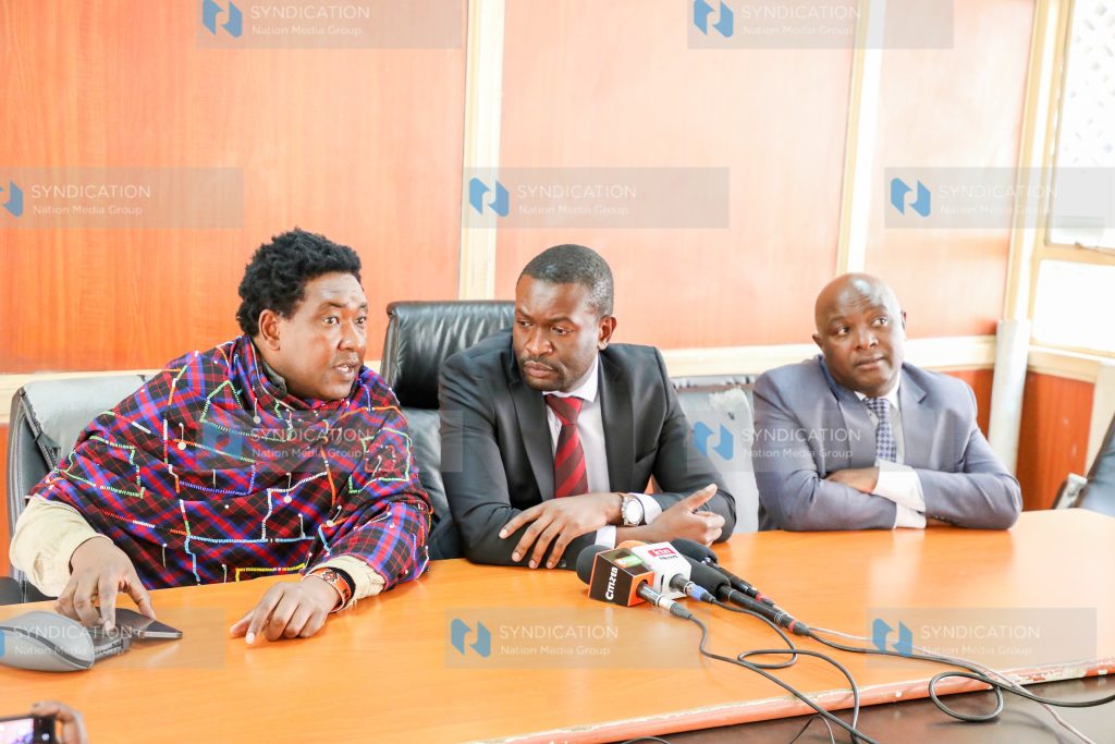 Nairobi Sen Edwin Sifuna, Narok Sen Ledama Olekina (left) and Vihiga Sen Godfrey Osotsi