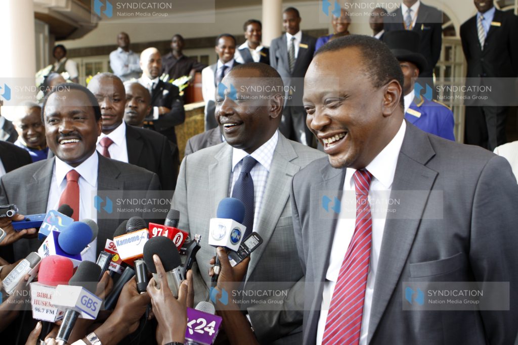 Vice President Kalonzo Musyoka, Deputy Prime Minister Uhuru Kenyatta, and William Ruto