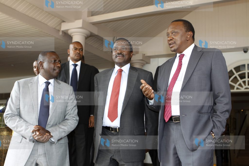 Vice-president Kalonzo Musyoka with Deputy Prime Minister Uhuru Kenyatta and William Ruto