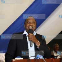Uhuru Kenyatta speaks during the Gema Cultural Association