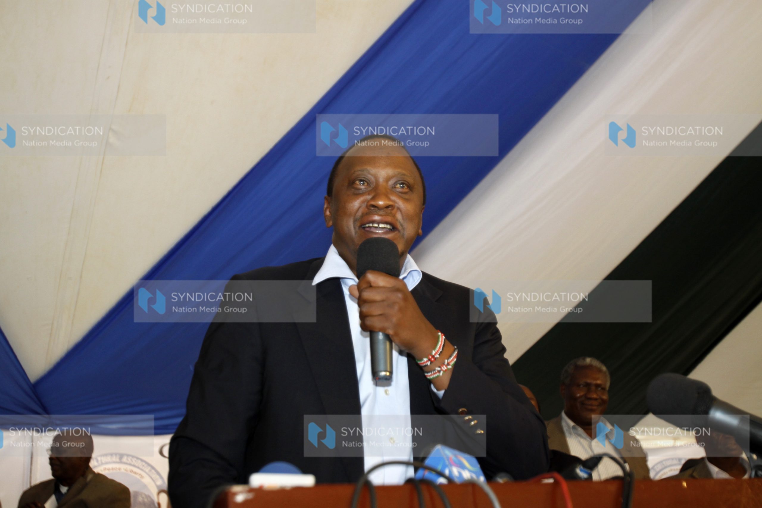 Uhuru Kenyatta speaks during the Gema Cultural Association