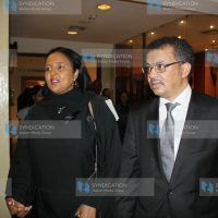 Foreign Affairs Cabinet Secretary Amina Mohamed with Ethiopia's Foreign Minister Dr Tedros Adhanon