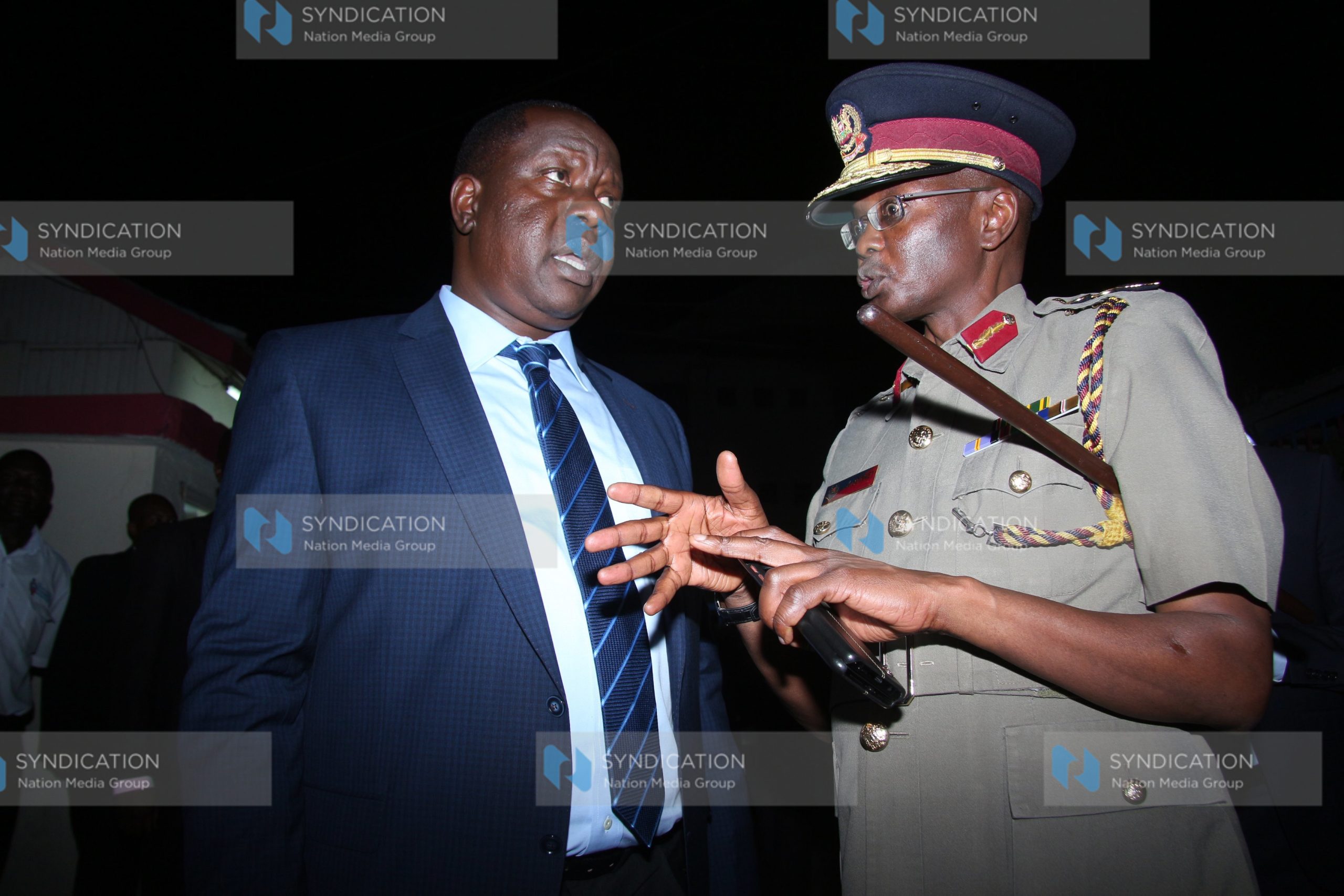 Internal security acting cabinet secretary Fred Matiang’i with police inspector general Joseph Boinet