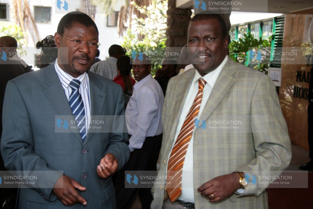 Ministers Moses Wetang’ula and John Munyes