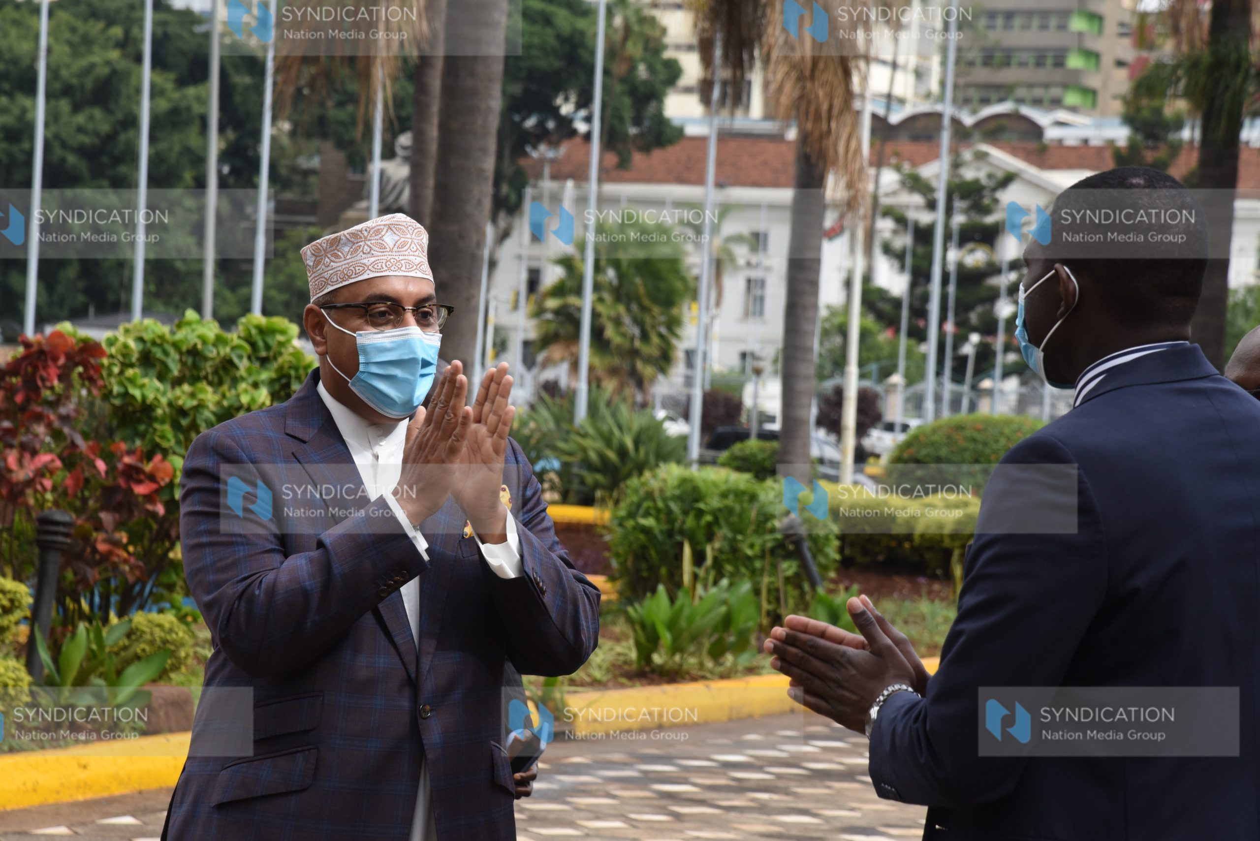 Ministry of Tourism and Wildlife CS Najib Balala and NMS director of Health Dr. Ouma Oluga