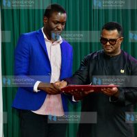 UDA Secretary General Hassan Omar exchanges documents ODM Secretary General Edwin Sifuna