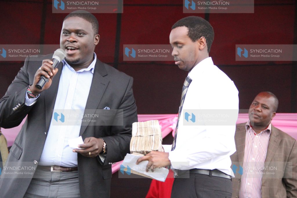 TNA Chairman Johnson Sakaja and Emgwen MP Alex Kosgey