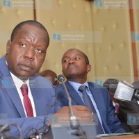 Education Cabinet Secretary Fred Matiang’i and ICT CS Joseph Mucheru