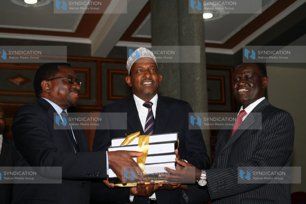 Leader of Majority Aden Duale receiving report of the Joint Committee on electoral reforms