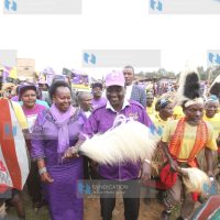 Imenti Central candidate on a Maendeleo Chap Chap ticket Gitobu Imanyara and his wife Florence Gitobu