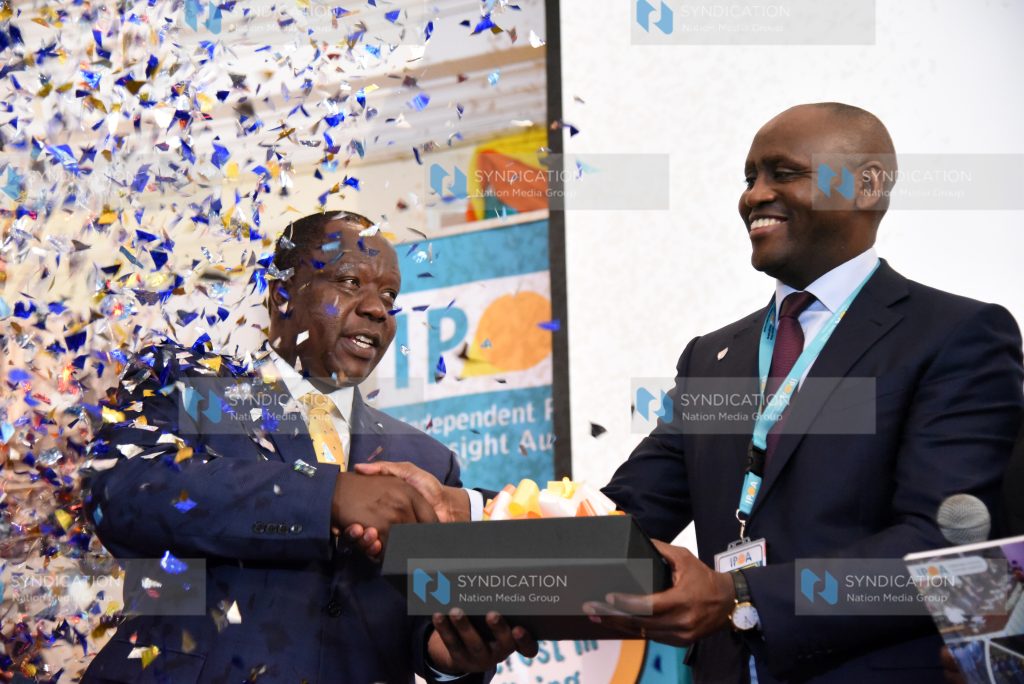 IPOA CEO Macharia Njeru hands over IPOA Board End-term report to Interior Cabinet Secretary Fred Matiang'i
