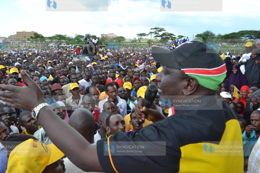 URP presidential candidate William Ruto addresses a political rally