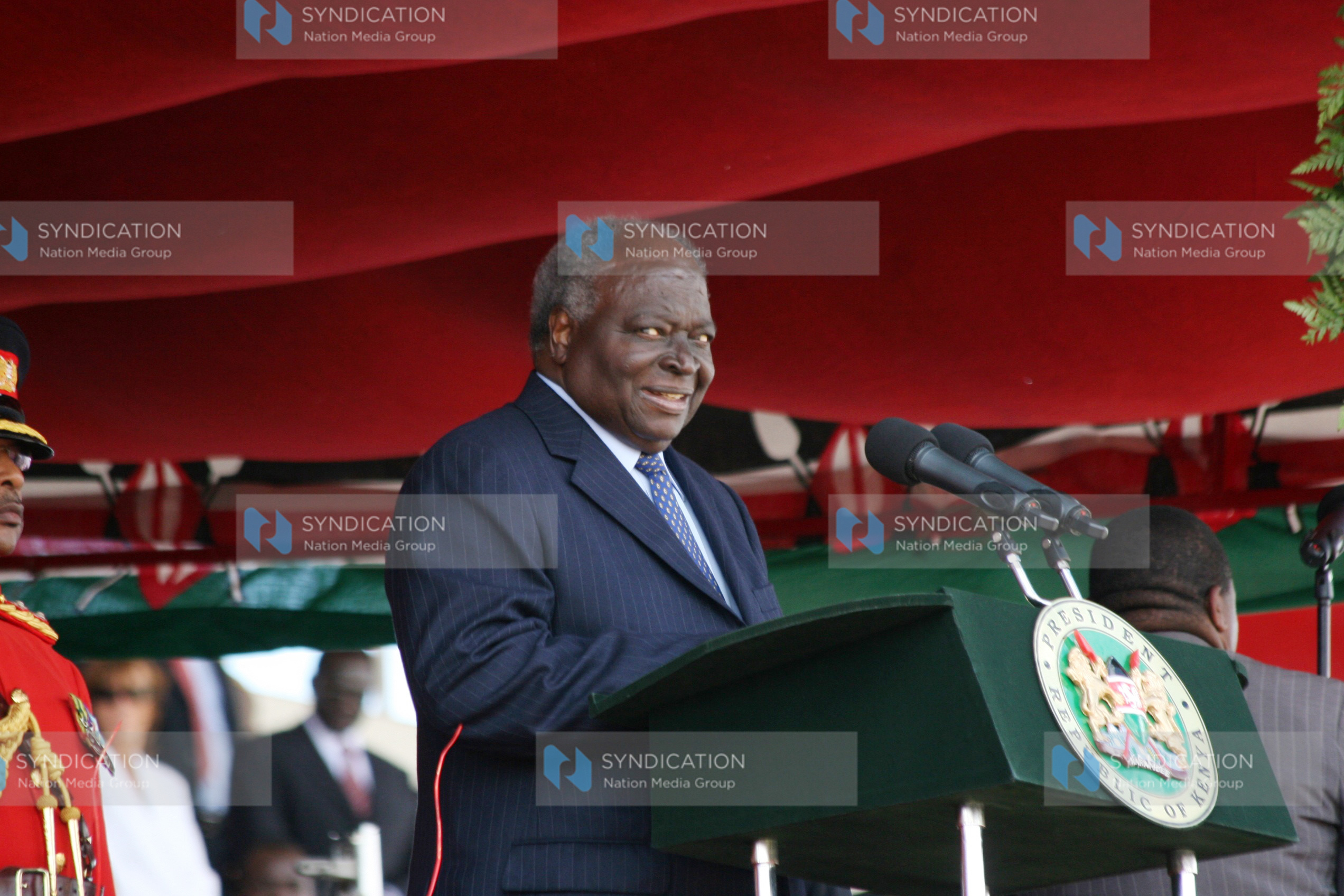 President Mwai Kibaki addresses during the Jamhuri Day celebrations