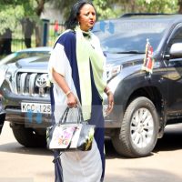 Foreign Affairs Cabinet Secretary Amina Mohamed arriving at Nyayo National Stadium