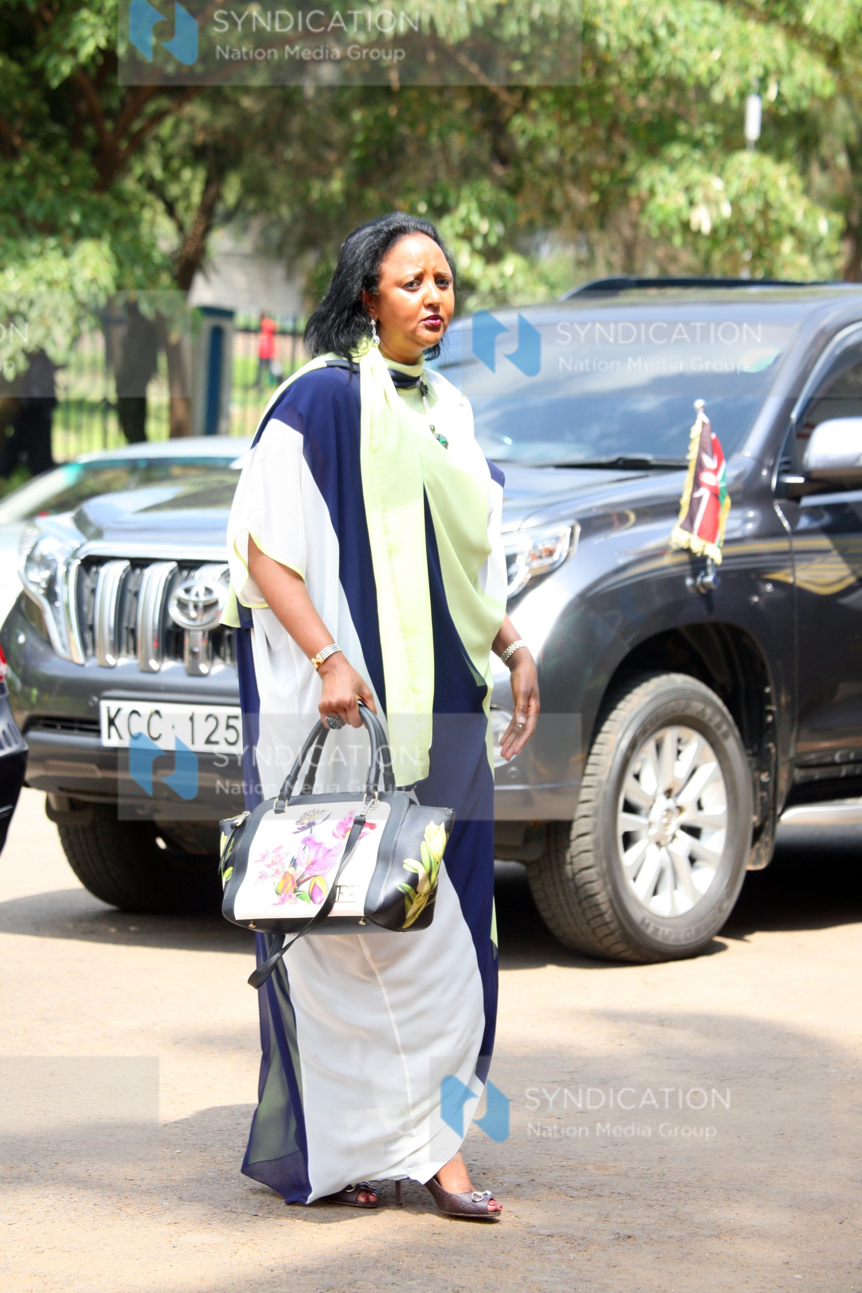 Foreign Affairs Cabinet Secretary Amina Mohamed arriving at Nyayo National Stadium