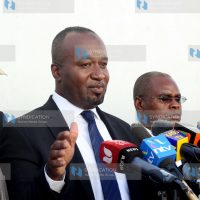 Mombasa Governor Hassan Joho addresses the press at their Capitol Hill offices