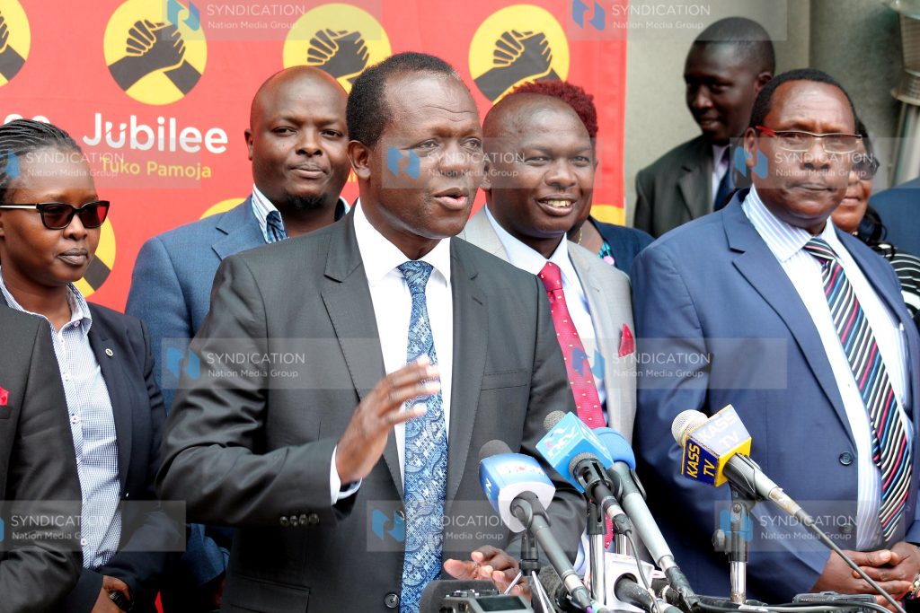 Jubilee Party Secretary General Raphael Tuju with other leaders