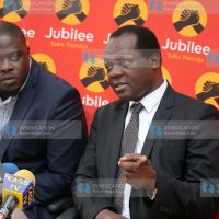 Jubilee Party Secretary General Raphael Tuju with Nominated MP Johnson Sakaja