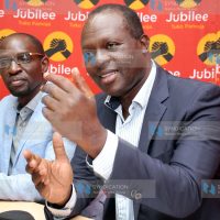 Jubilee National Elections Board Chairman Andrew Musangi with Secretary General Raphael Tuju