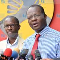 Jubilee National Elections Board Chairman Andrew Musangi with Secretary General Raphael Tuju