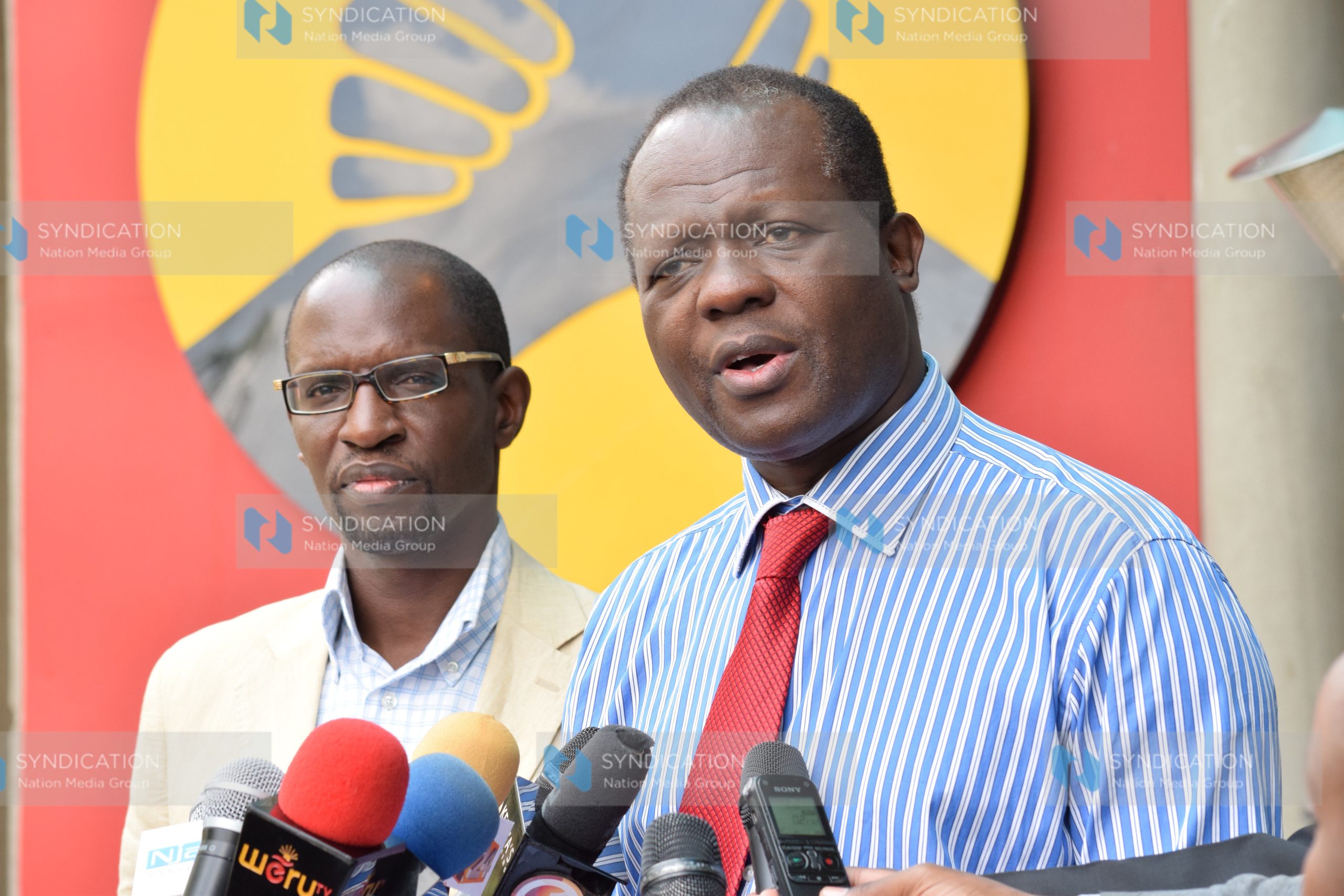 Jubilee National Elections Board Chairman Andrew Musangi with Secretary General Raphael Tuju