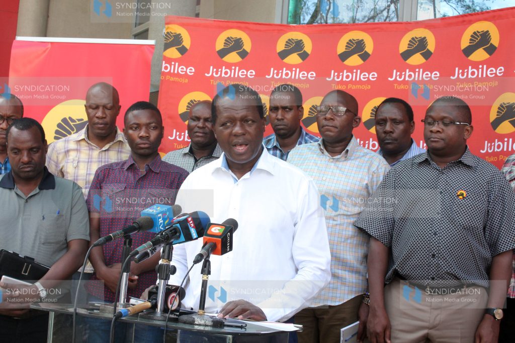 Jubilee party Secretary General Raphael Tuju together with other party officials