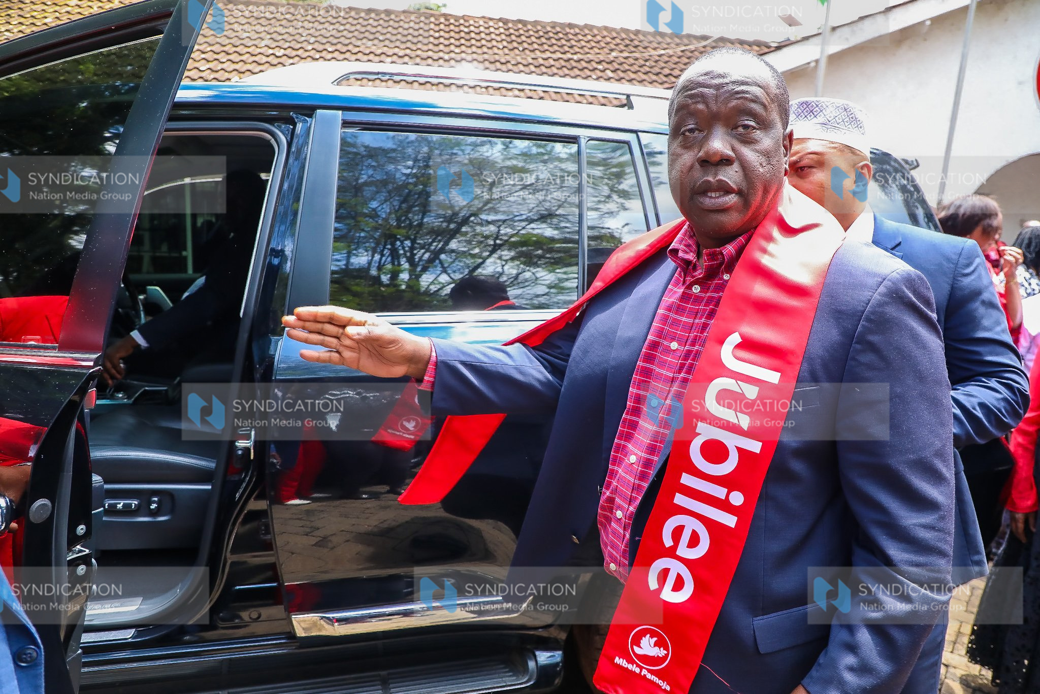 Former interior CS Fred Matiang’i at Jubilee headquarters
