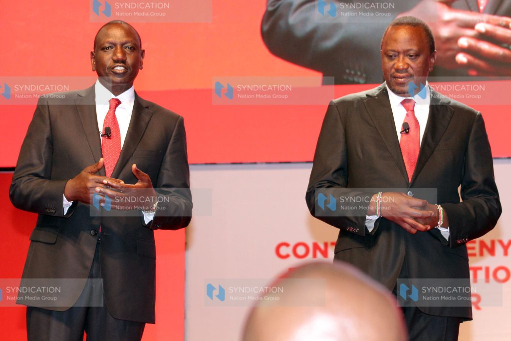 President Uhuru Kenyatta and his Deputy William Ruto during the launch of Jubilee party