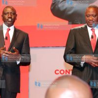 President Uhuru Kenyatta and his Deputy William Ruto during the launch of Jubilee party
