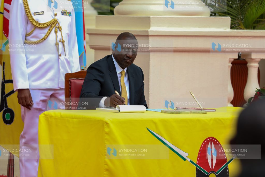 President Dr William Ruto during the swearing in of judges