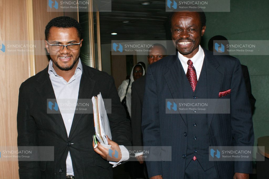 The director of Kenya Anti-Corruption Commission Patrick Lumumba accompanied by Kenya National Human Rights Commission commissioner Hassan Omar