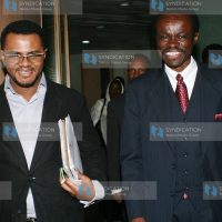 The director of Kenya Anti-Corruption Commission Patrick Lumumba accompanied by Kenya National Human Rights Commission commissioner Hassan Omar