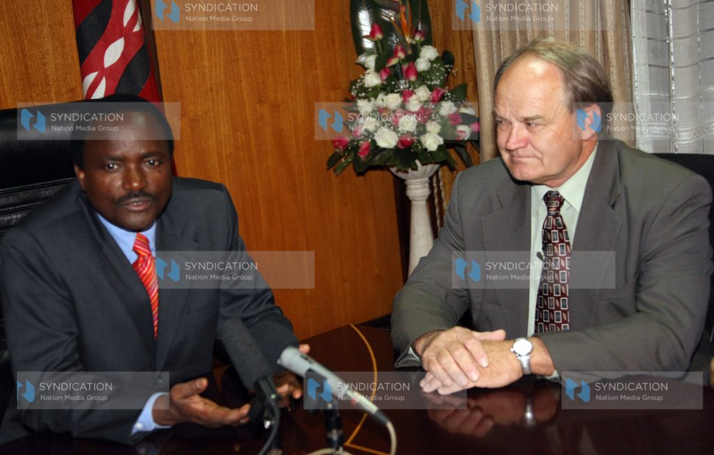 Vice President Kalonzo Musyoka holding talks with Mr. Ron Hartfield the President and CEO of In Our Own Quiet Way Organizations