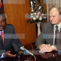 Vice President Kalonzo Musyoka holding talks with Mr. Ron Hartfield the President and CEO of In Our Own Quiet Way Organizations