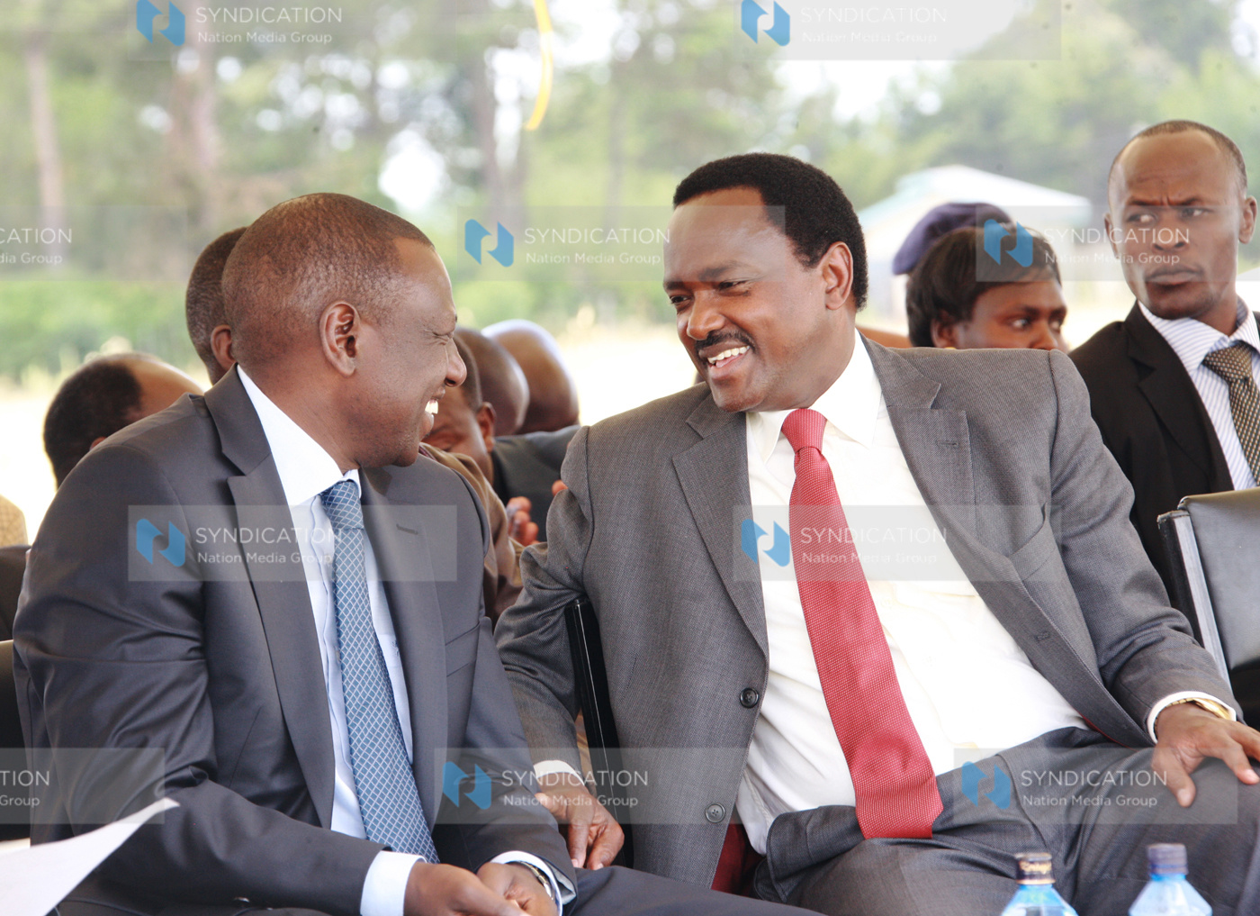 Vice President Kalonzo Musyoka has a hearty chat with Eldoret North Member of Parliament William Ruto